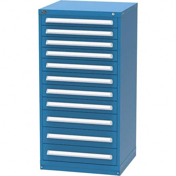 Vidmar - 11 Drawer, 124 Compartment Bright Blue Steel Modular Storage Cabinet - Industrial Tool & Supply