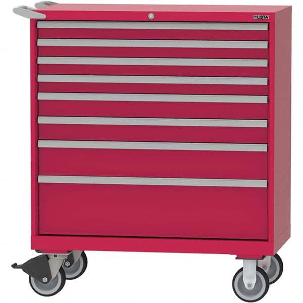 LISTA - 8 Drawer, 84 Compartment Red Steel Modular Storage Cabinet - Industrial Tool & Supply