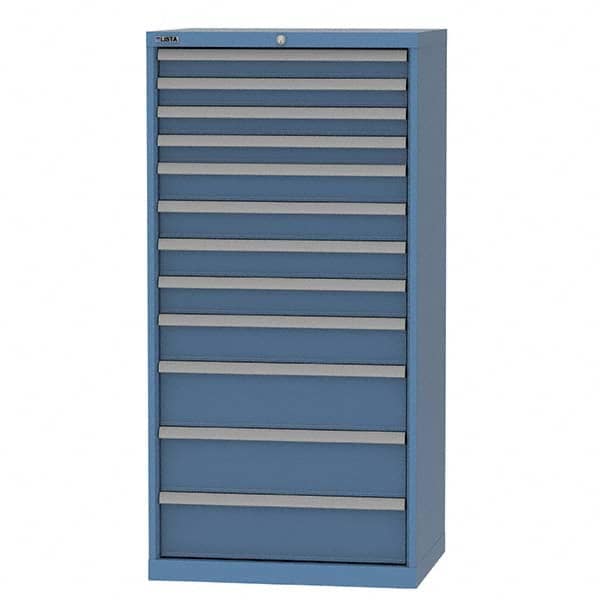 LISTA - 12 Drawer, 93 Compartment Bright Blue Steel Modular Storage Cabinet - Industrial Tool & Supply