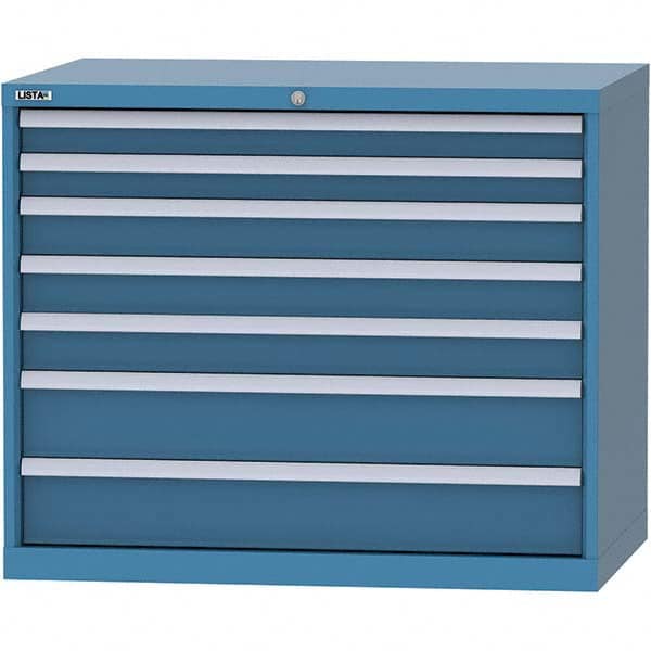 LISTA - 7 Drawer, 99 Compartment Bright Blue Steel Modular Storage Cabinet - Industrial Tool & Supply