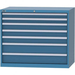 LISTA - 7 Drawer, 99 Compartment Bright Blue Steel Modular Storage Cabinet - Industrial Tool & Supply