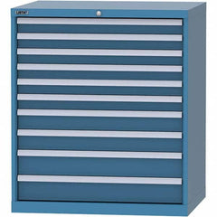 LISTA - 10 Drawer, 84 Compartment Bright Blue Steel Modular Storage Cabinet - Industrial Tool & Supply