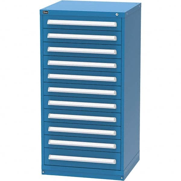 Vidmar - 11 Drawer, 124 Compartment Bright Blue Steel Modular Storage Cabinet - Industrial Tool & Supply