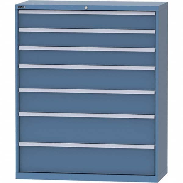 LISTA - 7 Drawer, 99 Compartment Bright Blue Steel Modular Storage Cabinet - Industrial Tool & Supply