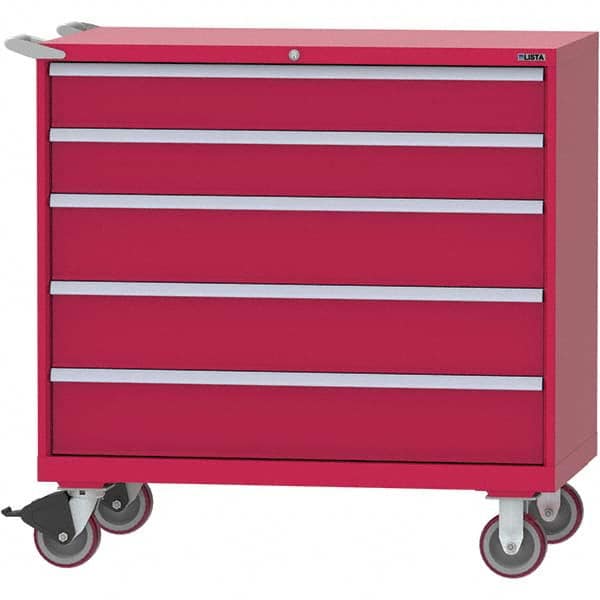 LISTA - 5 Drawer, 99 Compartment Red Steel Modular Storage Cabinet - Industrial Tool & Supply