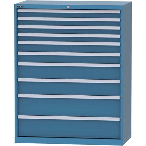 LISTA - 10 Drawer, 84 Compartment Bright Blue Steel Modular Storage Cabinet - Industrial Tool & Supply