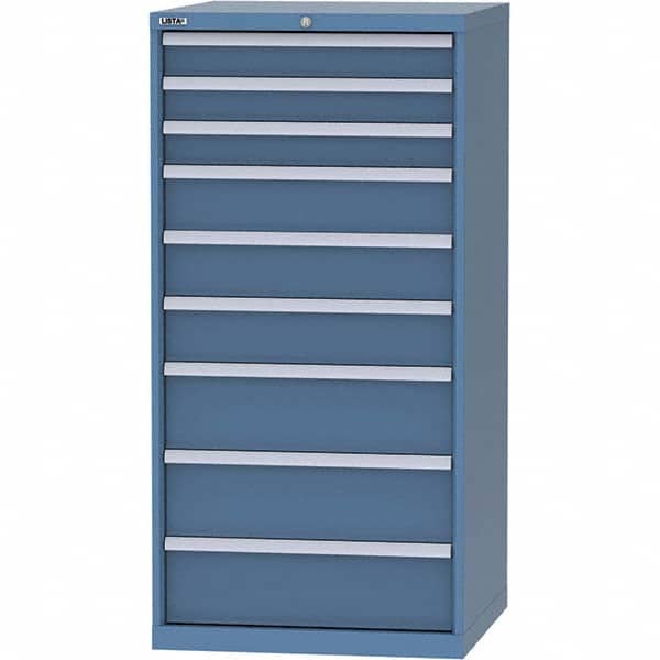 LISTA - 9 Drawer, 45 Compartment Bright Blue Steel Modular Storage Cabinet - Industrial Tool & Supply
