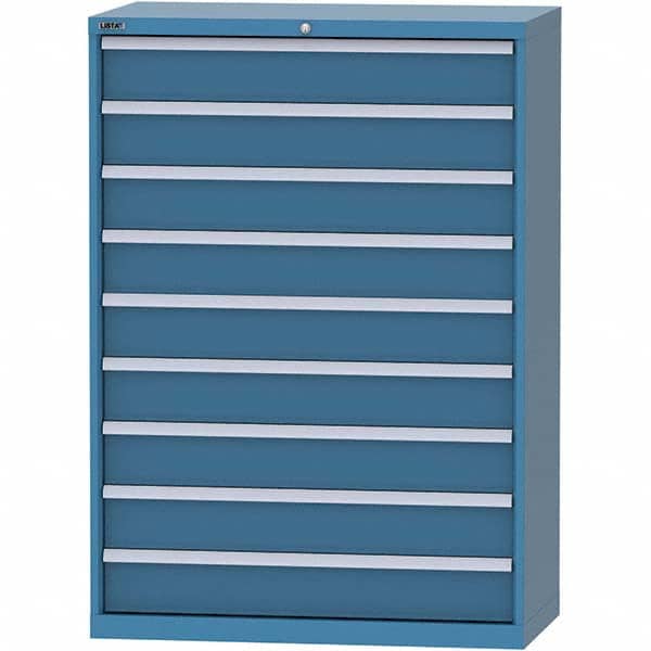 LISTA - 9 Drawer, 84 Compartment Bright Blue Steel Modular Storage Cabinet - Industrial Tool & Supply