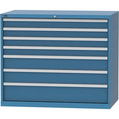 LISTA - 7 Drawer, 99 Compartment Bright Blue Steel Modular Storage Cabinet - Industrial Tool & Supply