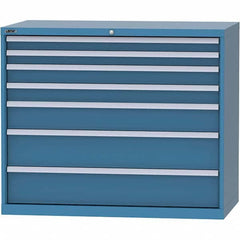 LISTA - 7 Drawer, 99 Compartment Bright Blue Steel Modular Storage Cabinet - Industrial Tool & Supply