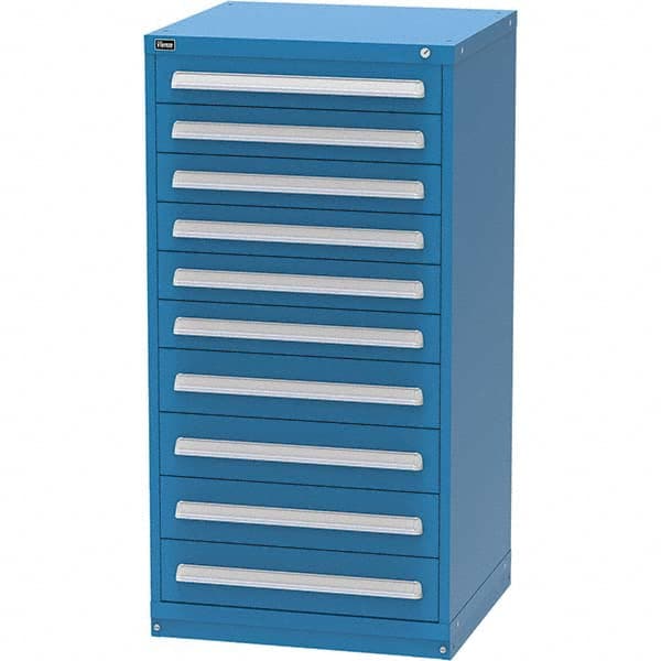Vidmar - 10 Drawer, 344 Compartment Bright Blue Steel Modular Storage Cabinet - Industrial Tool & Supply