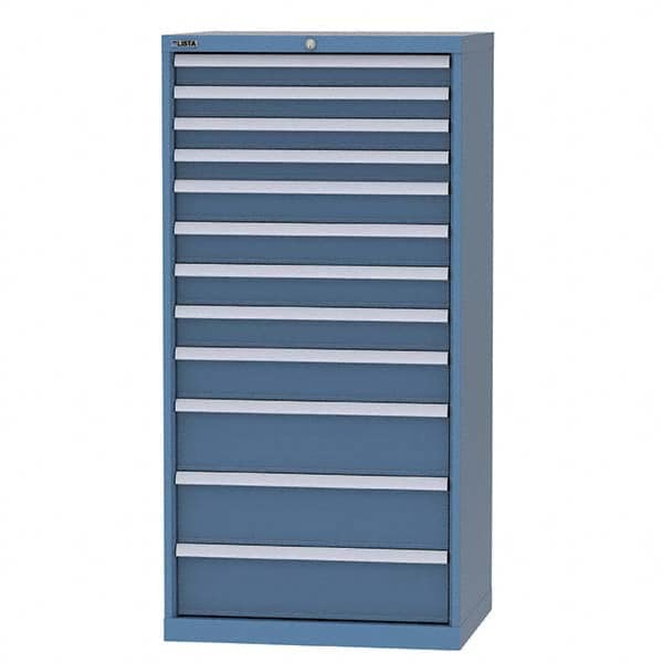 LISTA - 11 Drawer, 93 Compartment Bright Blue Steel Modular Storage Cabinet - Industrial Tool & Supply