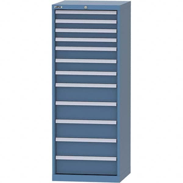 LISTA - 12 Drawer, 84 Compartment Bright Blue Steel Modular Storage Cabinet - Industrial Tool & Supply