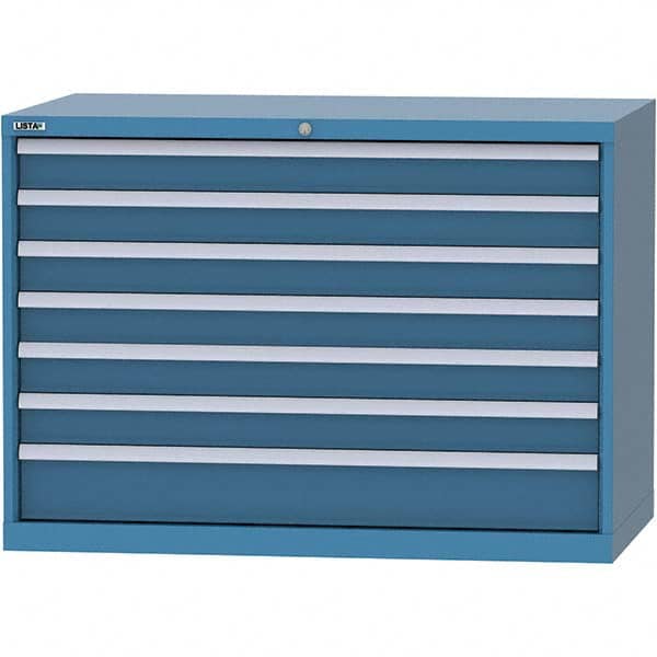 LISTA - 7 Drawer, 99 Compartment Bright Blue Steel Modular Storage Cabinet - Industrial Tool & Supply