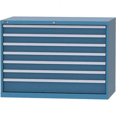 LISTA - 7 Drawer, 99 Compartment Bright Blue Steel Modular Storage Cabinet - Industrial Tool & Supply