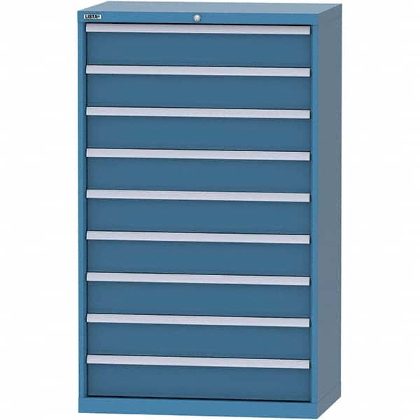 LISTA - 9 Drawer, 84 Compartment Bright Blue Steel Modular Storage Cabinet - Industrial Tool & Supply