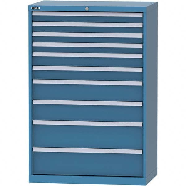 LISTA - 10 Drawer, 84 Compartment Bright Blue Steel Modular Storage Cabinet - Industrial Tool & Supply