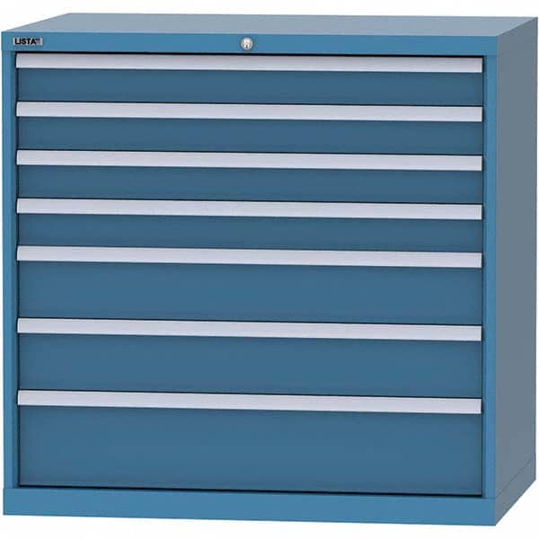 LISTA - 7 Drawer, 99 Compartment Bright Blue Steel Modular Storage Cabinet - Industrial Tool & Supply