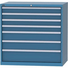 LISTA - 7 Drawer, 99 Compartment Bright Blue Steel Modular Storage Cabinet - Industrial Tool & Supply