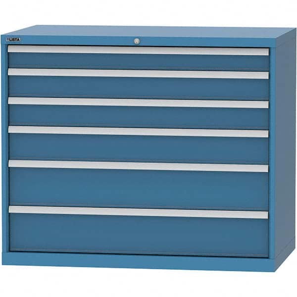 LISTA - 6 Drawer, 99 Compartment Bright Blue Steel Modular Storage Cabinet - Industrial Tool & Supply