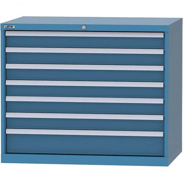 LISTA - 7 Drawer, 99 Compartment Bright Blue Steel Modular Storage Cabinet - Industrial Tool & Supply