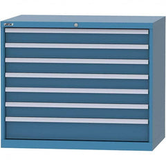 LISTA - 7 Drawer, 99 Compartment Bright Blue Steel Modular Storage Cabinet - Industrial Tool & Supply