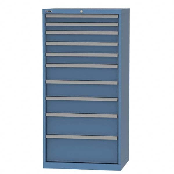 LISTA - 10 Drawer, 93 Compartment Bright Blue Steel Modular Storage Cabinet - Industrial Tool & Supply