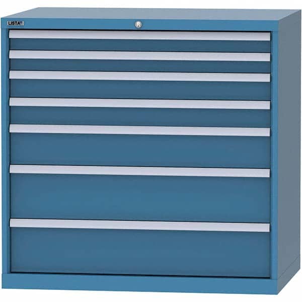 LISTA - 7 Drawer, 99 Compartment Bright Blue Steel Modular Storage Cabinet - Industrial Tool & Supply