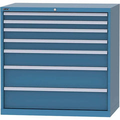 LISTA - 7 Drawer, 99 Compartment Bright Blue Steel Modular Storage Cabinet - Industrial Tool & Supply
