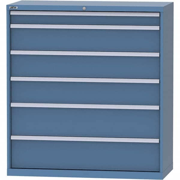 LISTA - 6 Drawer, 99 Compartment Bright Blue Steel Modular Storage Cabinet - Industrial Tool & Supply