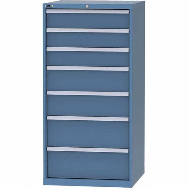 LISTA - 7 Drawer, 45 Compartment Bright Blue Steel Modular Storage Cabinet - Industrial Tool & Supply