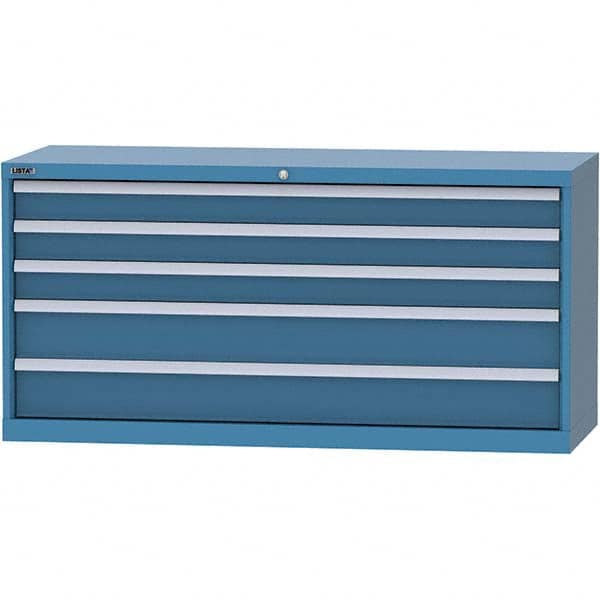 LISTA - 5 Drawer, 84 Compartment Bright Blue Steel Modular Storage Cabinet - Industrial Tool & Supply