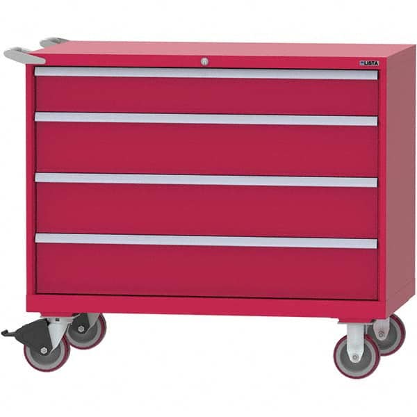 LISTA - 4 Drawer, 99 Compartment Red Steel Modular Storage Cabinet - Industrial Tool & Supply