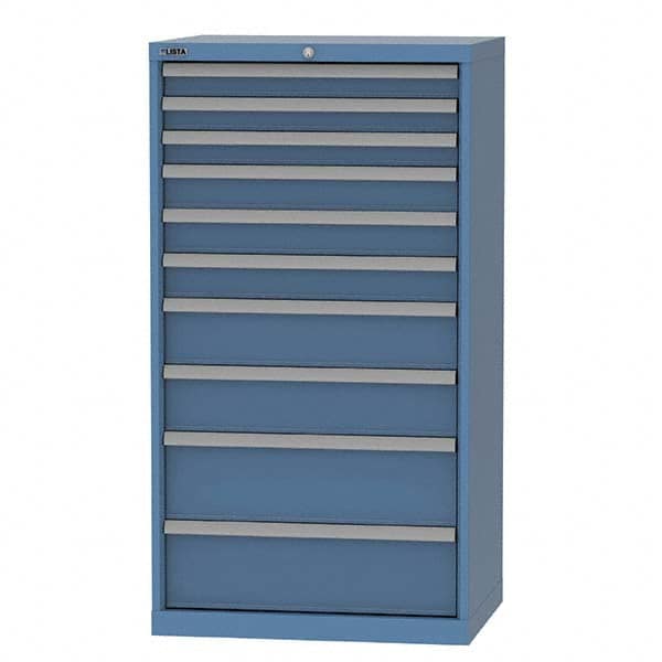 LISTA - 10 Drawer, 124 Compartment Bright Blue Steel Modular Storage Cabinet - Industrial Tool & Supply