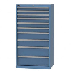 LISTA - 10 Drawer, 124 Compartment Bright Blue Steel Modular Storage Cabinet - Industrial Tool & Supply