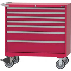 LISTA - 7 Drawer, 84 Compartment Red Steel Modular Storage Cabinet - Industrial Tool & Supply