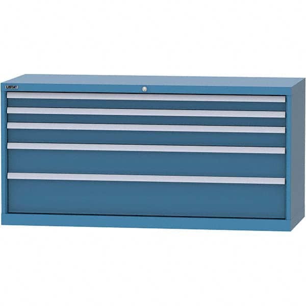 LISTA - 5 Drawer, 84 Compartment Bright Blue Steel Modular Storage Cabinet - Industrial Tool & Supply