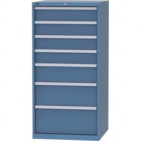 LISTA - 7 Drawer, 45 Compartment Bright Blue Steel Modular Storage Cabinet - Industrial Tool & Supply