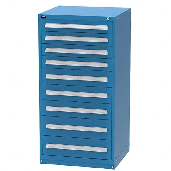 Vidmar - 9 Drawer, 344 Compartment Bright Blue Steel Modular Storage Cabinet - Industrial Tool & Supply