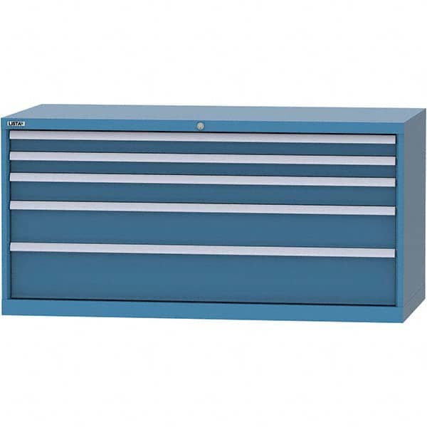 LISTA - 5 Drawer, 84 Compartment Bright Blue Steel Modular Storage Cabinet - Industrial Tool & Supply