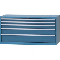 LISTA - 5 Drawer, 84 Compartment Bright Blue Steel Modular Storage Cabinet - Industrial Tool & Supply