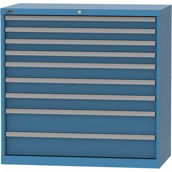 LISTA - 9 Drawer, 84 Compartment Bright Blue Steel Modular Storage Cabinet - Industrial Tool & Supply