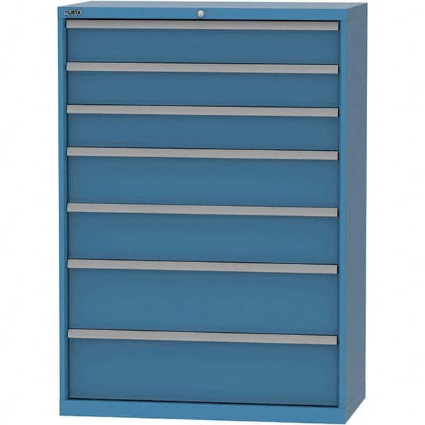 LISTA - 7 Drawer, 84 Compartment Bright Blue Steel Modular Storage Cabinet - Industrial Tool & Supply