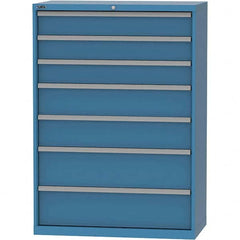 LISTA - 7 Drawer, 84 Compartment Bright Blue Steel Modular Storage Cabinet - Industrial Tool & Supply