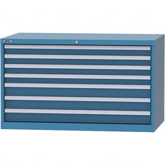 LISTA - 7 Drawer, 99 Compartment Bright Blue Steel Modular Storage Cabinet - Industrial Tool & Supply