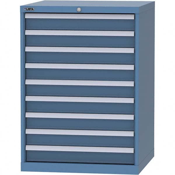 LISTA - 9 Drawer, 45 Compartment Bright Blue Steel Modular Storage Cabinet - Industrial Tool & Supply