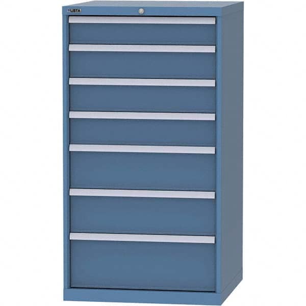 LISTA - 7 Drawer, 45 Compartment Bright Blue Steel Modular Storage Cabinet - Industrial Tool & Supply