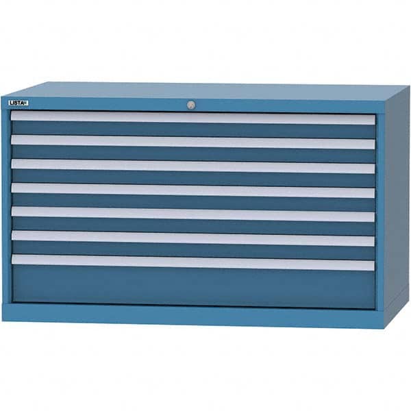 LISTA - 7 Drawer, 99 Compartment Bright Blue Steel Modular Storage Cabinet - Industrial Tool & Supply