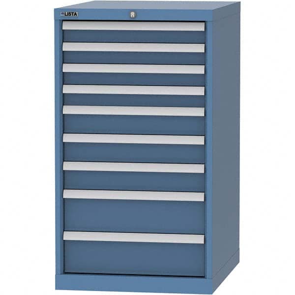 LISTA - 9 Drawer, 99 Compartment Bright Blue Steel Modular Storage Cabinet - Industrial Tool & Supply
