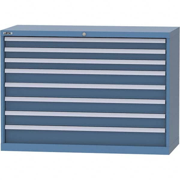 LISTA - 8 Drawer, 99 Compartment Bright Blue Steel Modular Storage Cabinet - Industrial Tool & Supply
